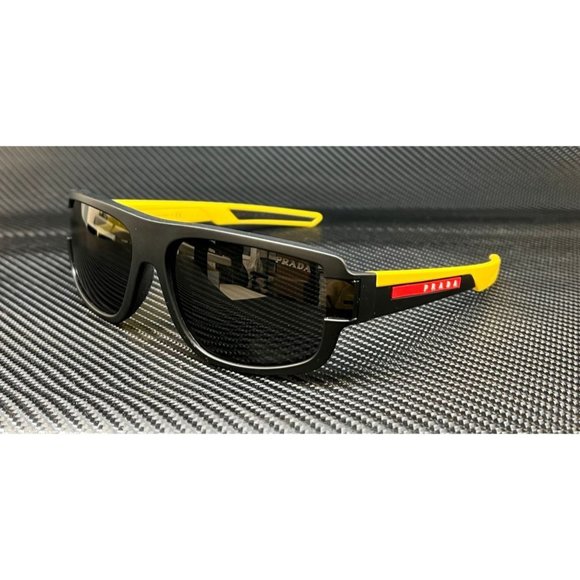 Prada Matte Black Yellow Men Sport Sunglasses - Picture 1 of 4